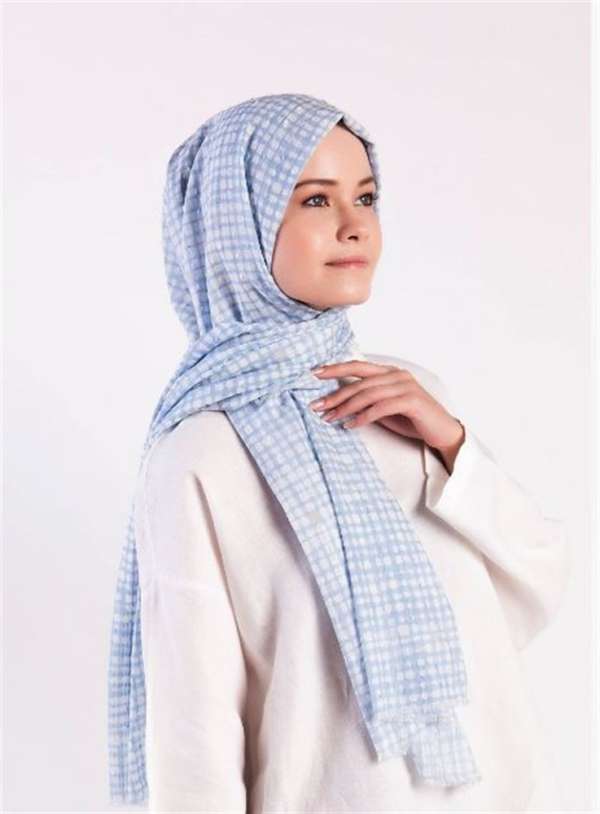 Cut Cotton Shawl Blue - Beige