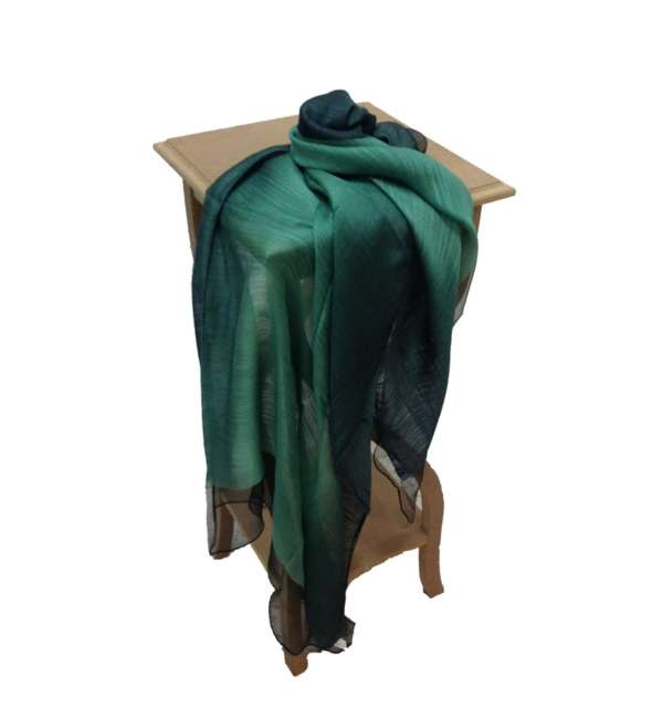 Degrade % 30 Silk Shawl Emerald Green - Black