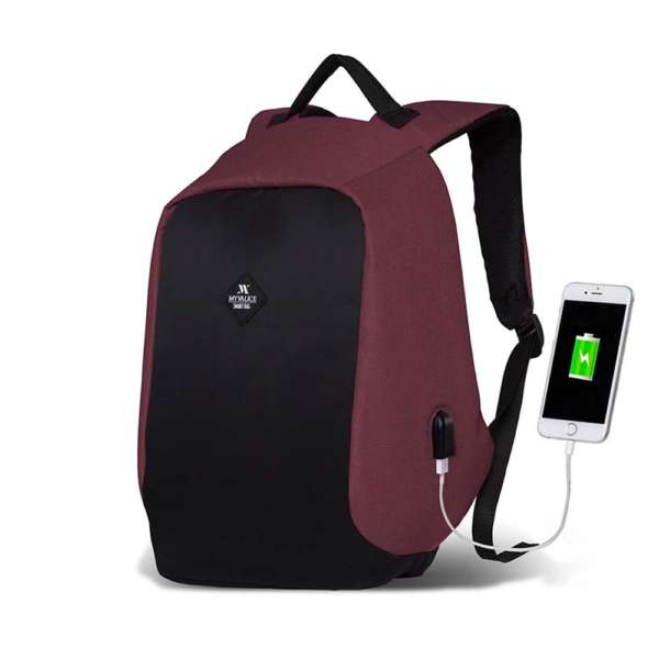 My Valice Smart Bag Secret Usb Charging Input Smart Backpack Claret Red (Mv2730)