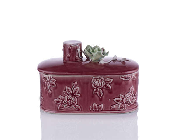 Porio M70-101 - Horizontal Burgundy Box With Lid Flower