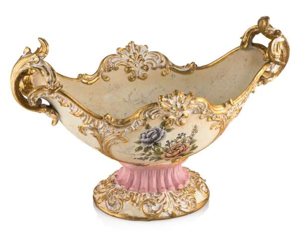 Porio Pr58-1028-Gold-Pink Flower Patterned Gondola 30*45